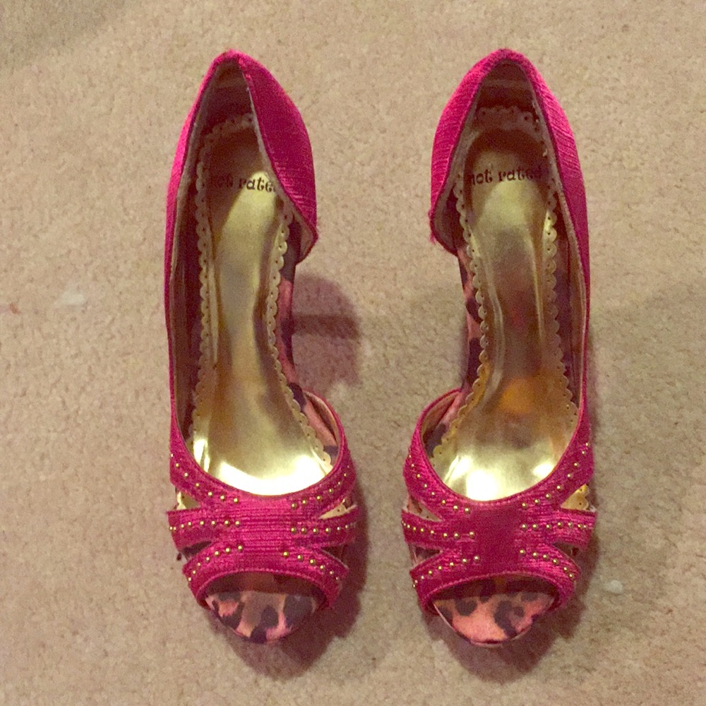 Open-toe stiletto heels.